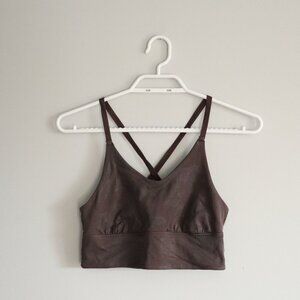 Offline by Aerie Women's S‎ Brown Medium Support Camo Strappy Stretch Sports Bra